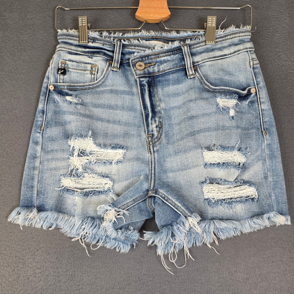 KanCan x Maurices Denim Shorts Womens 27 Blue Excellent Distressed Frayed Hem